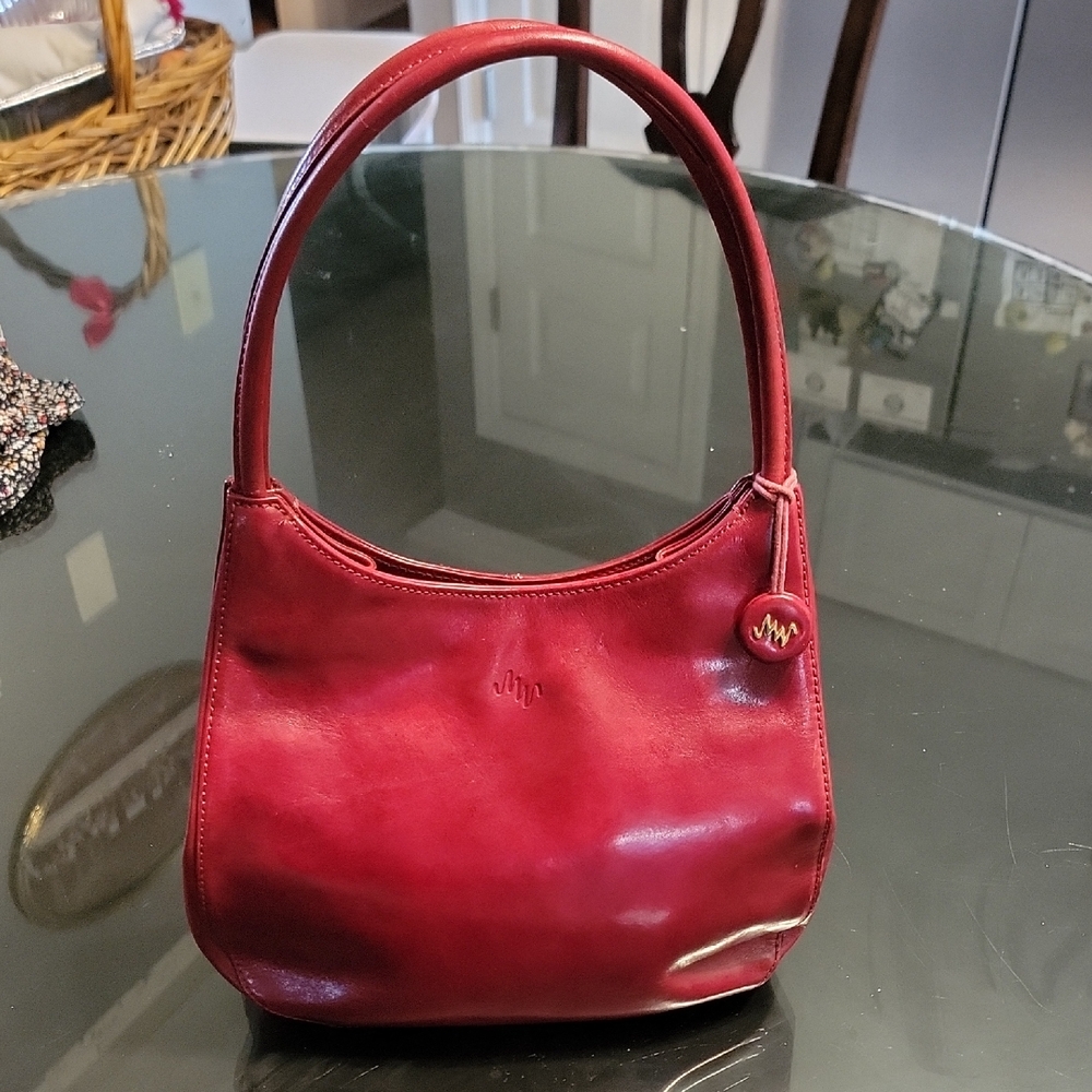 Monsac Red Leather Shoulder Bag